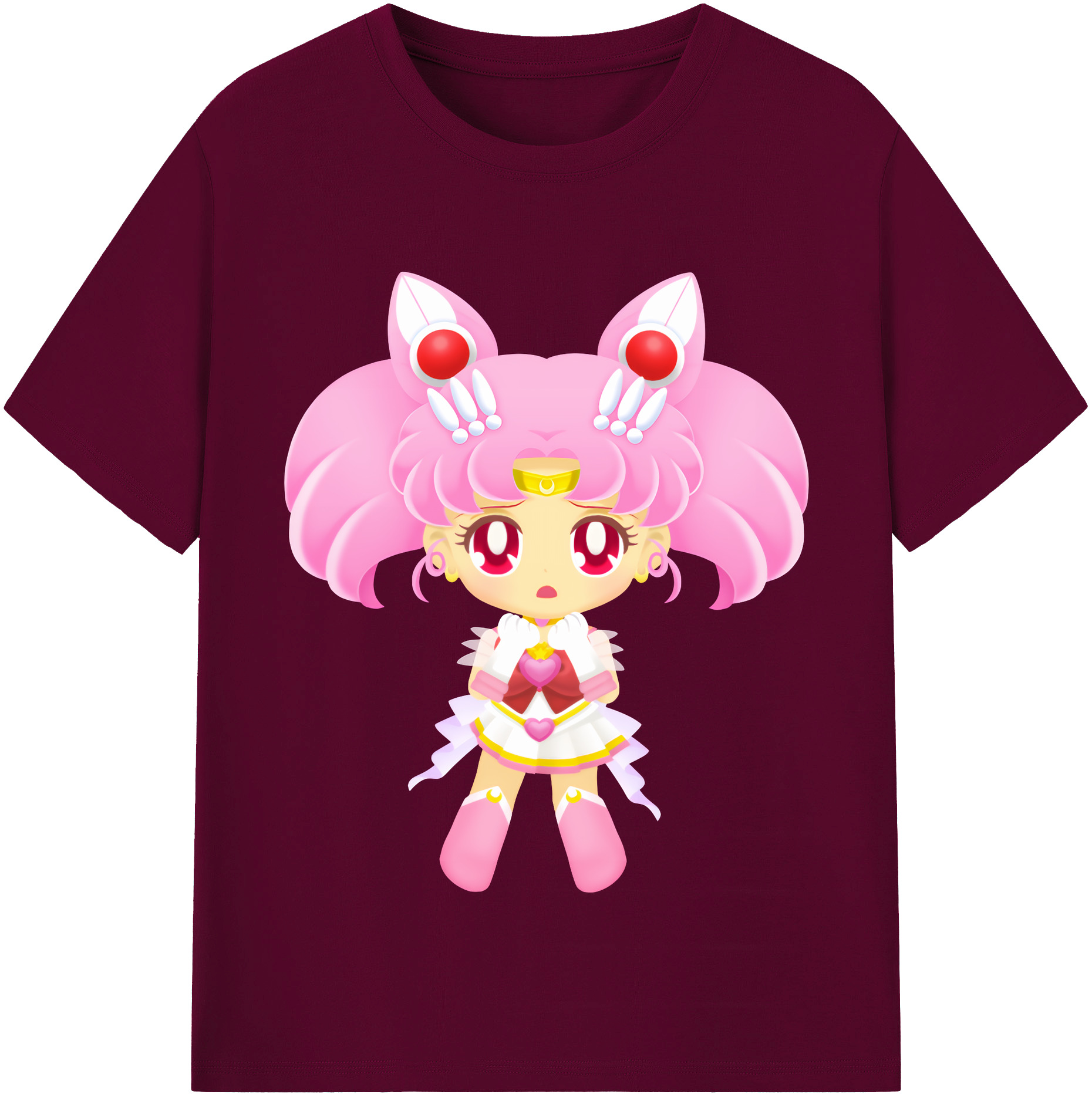 （画像用） 美少女戦士セーラームーン ちびうさ Sailor Moon Chibiusa Tsukino Usagi Small Lady Serenity レディースカジュアルプリントTシャツ（綿100％）